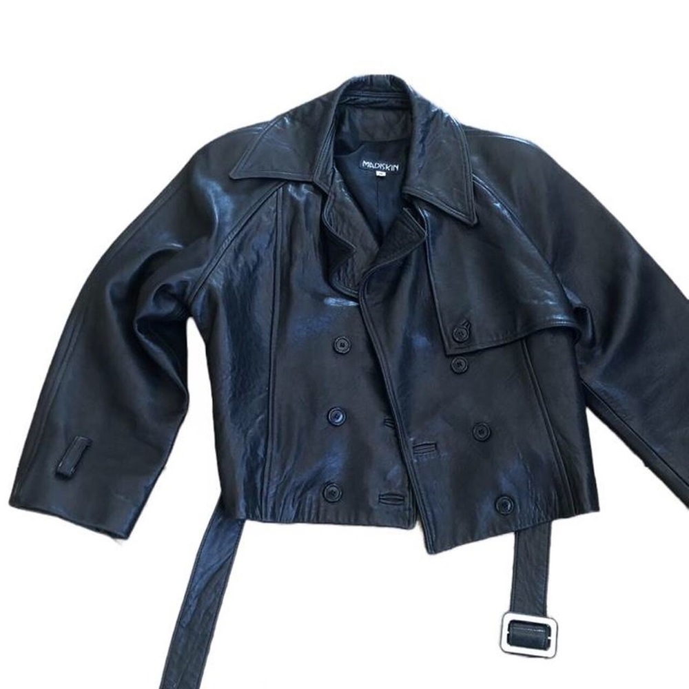 Y2k vintage black leather jacket